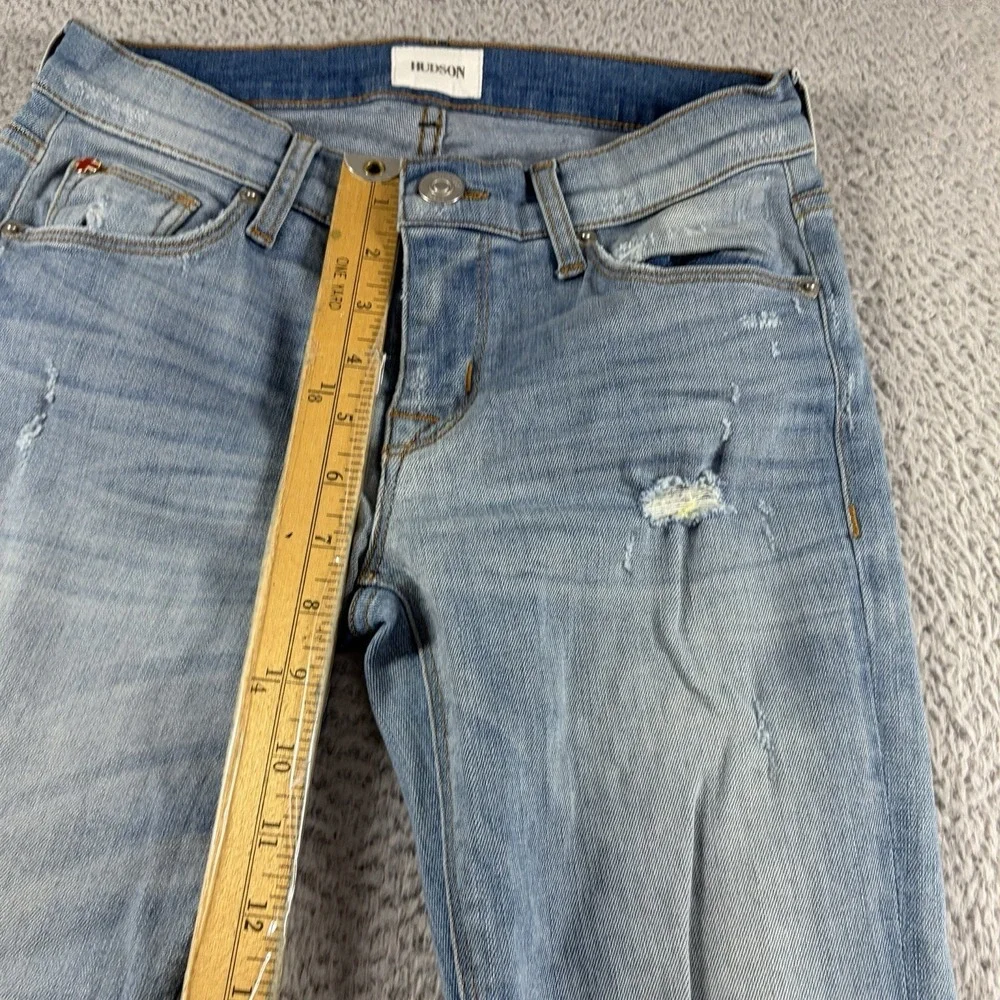 Hudson Jeans Womens 25x27 Krista Super Skinny Light Wash Distressed Rips